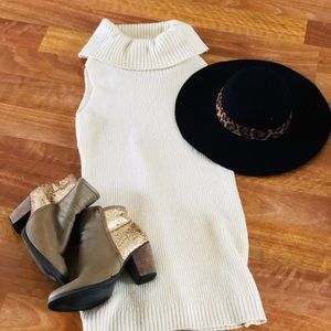 Cowl neck sweater dress